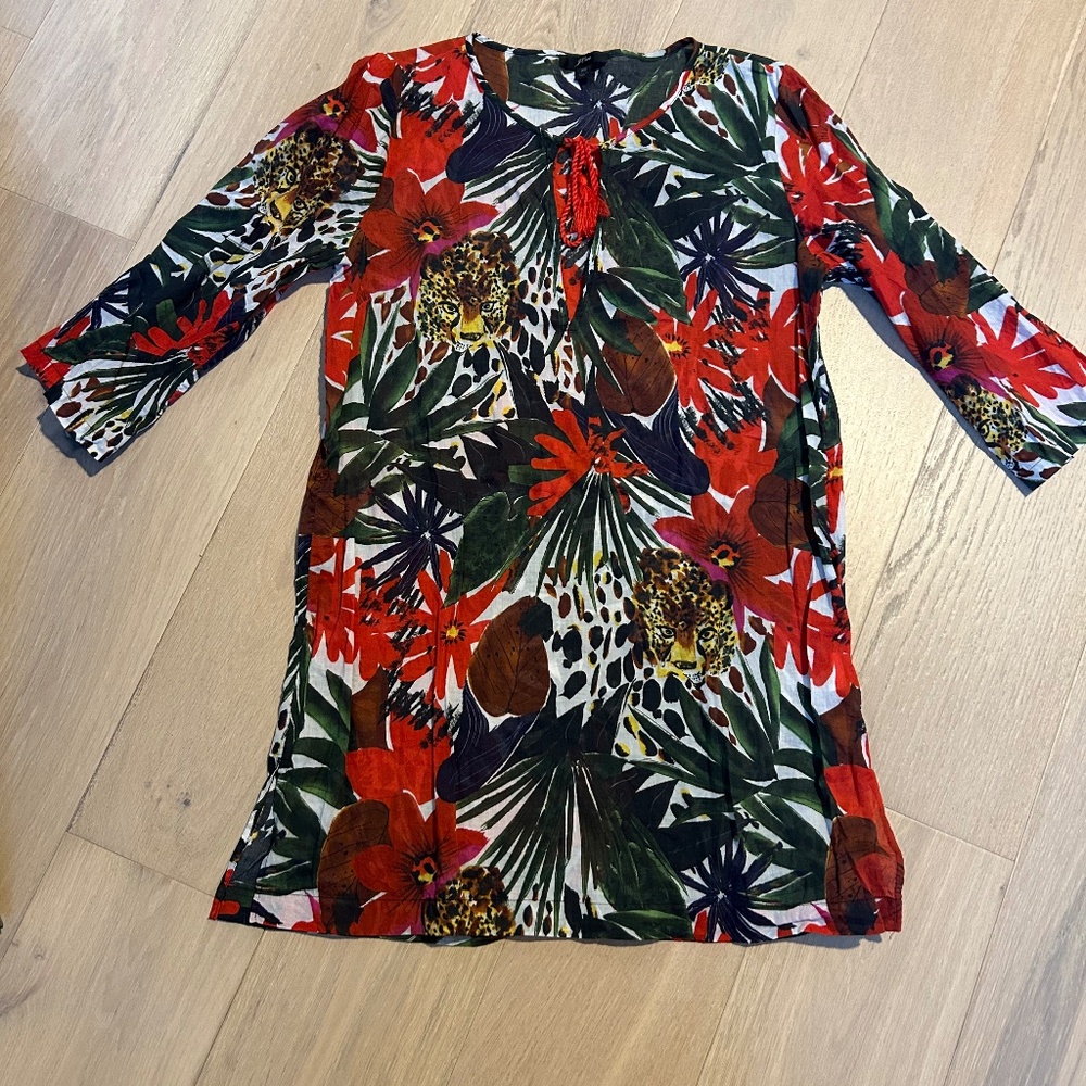 J. Crew 100% Cotton Swimsuit Coverup Size XS Preppy ~ Tropical ~ Vacation!